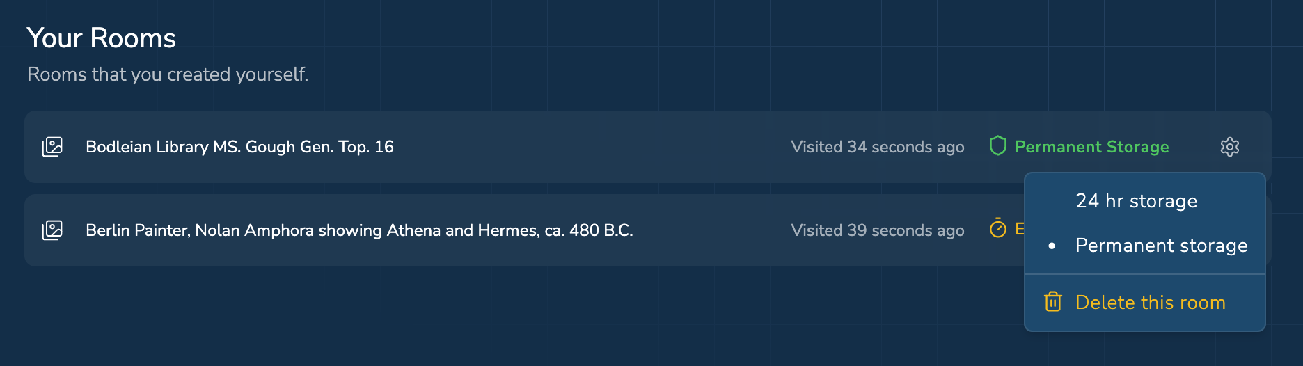 How to make a room permanent in the liiive dashboard